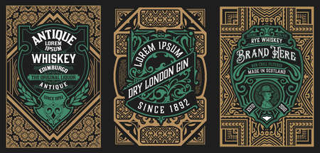 Set of 3 vintage labels for packingのイラスト素材