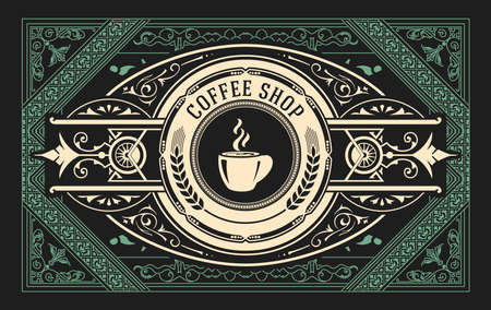 Vector, Coffee Shop label for cafe businessのイラスト素材