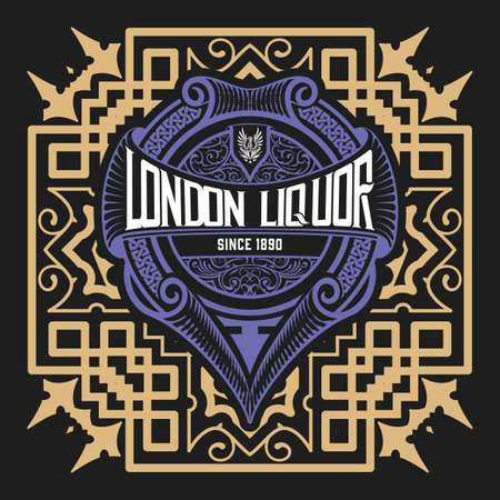 Whiskey label with old framesのイラスト素材