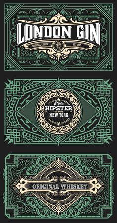 Set of 3 vintage labels for packingのイラスト素材