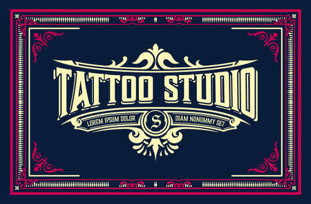 Tattoo logo with vintage ornaments. Layeredのイラスト素材