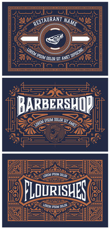 Set of 3 vintage labels for packingのイラスト素材