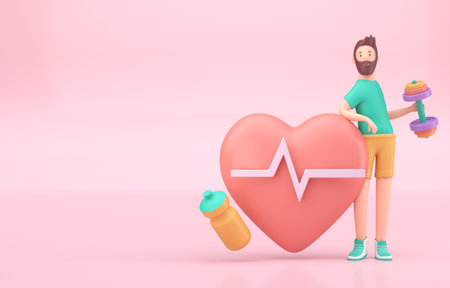 Isolated Healthy training. 3d renderingの写真素材