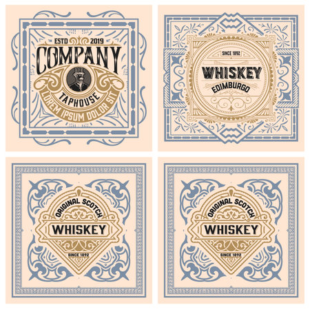 Set of 4 vintage labels for packagingのイラスト素材