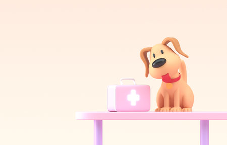 Isolated Dog at the Vet. 3D illustration