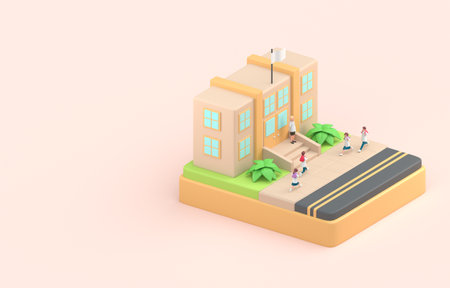 Isolated 3D School. 3D illustrationの写真素材
