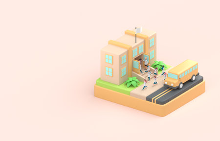 Isolated 3D School. 3D illustrationの写真素材