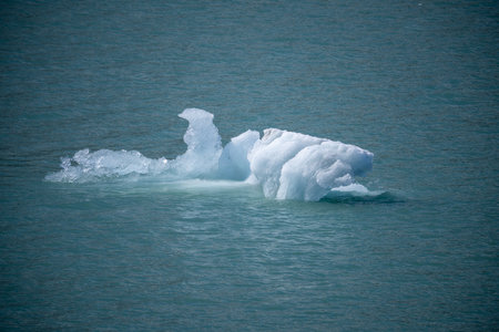 Icebergs drift gently in the clear blue waters of Mendenhall Glacier.の写真素材
