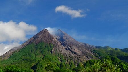 volcano in the morningの写真素材