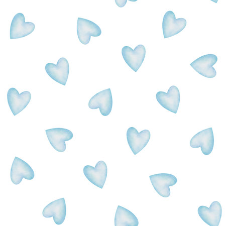 Blue hearts seamless pattern. Cute illustration for Valentine's day decoration. Romantic background, great for greeting card, wallpaper or fabric design.の写真素材