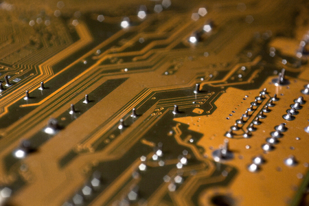 Close Up of Circuits on A Computer Motherboardの写真素材