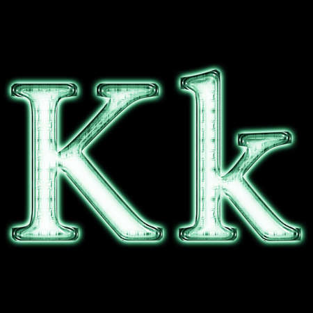 Glowing neon letter on black background for web or desktopの写真素材