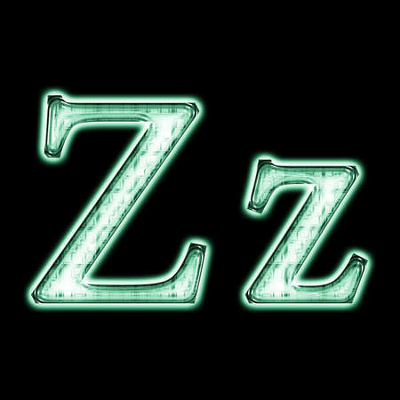 Glowing neon letter on black background for web or desktopの写真素材