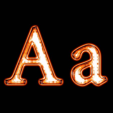 Glowing neon letter on black background for web or desktopの写真素材