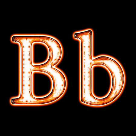 Glowing neon letter on black background for web or desktopの写真素材
