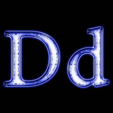 Glowing neon letter on black background for web or desktopの写真素材