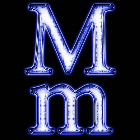 Glowing neon letter on black background for web or desktopの写真素材