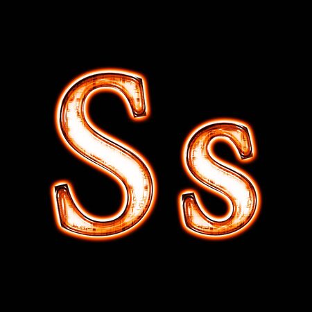 Glowing neon letter on black background for web or desktopの写真素材