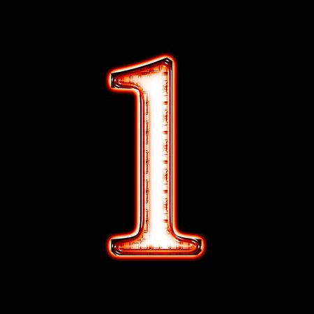 Glowing neon number on black background for web or desktopの写真素材