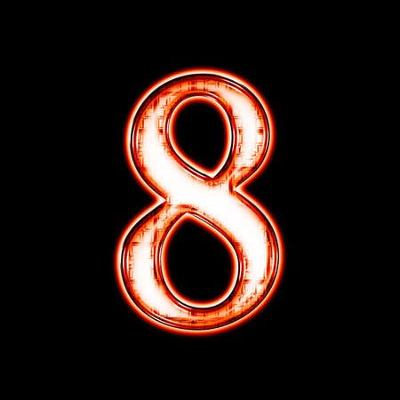 Glowing neon number on black background for web or desktopの写真素材