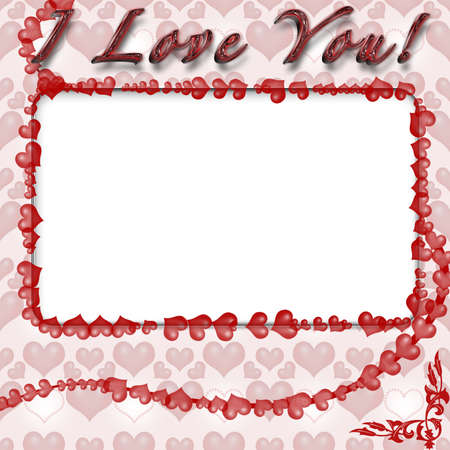 Photo frame with hearts for web or desktopの写真素材