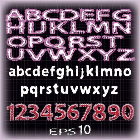 Vector grunge alphabet with letters, numbersのイラスト素材