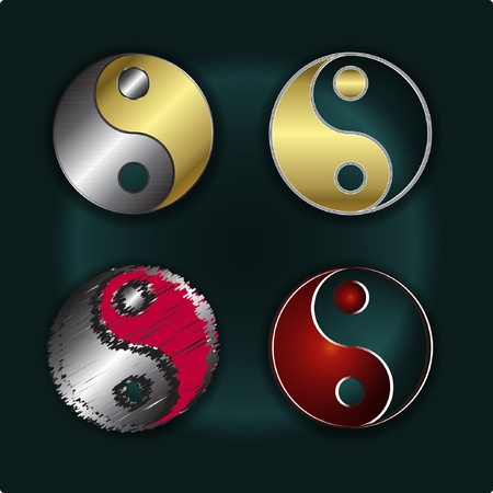 A set vector yin yangのイラスト素材