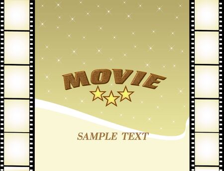 Movie background, poster with film strip and starsの写真素材