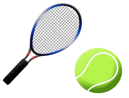 Tennis racket and ball vector illustration, on white backgroundのイラスト素材