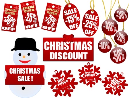 Set of christmas price tags and labels, vector illustrationのイラスト素材