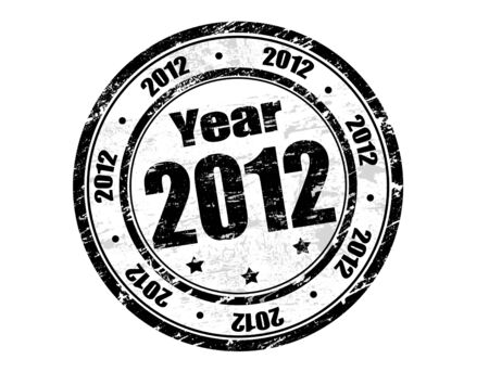 Vector 2012 year stamp with black inkのイラスト素材