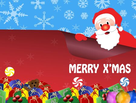 Christmas card with Santa, vector illustrationのイラスト素材