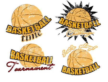 Set of basketball stamps, vector illustrationのイラスト素材
