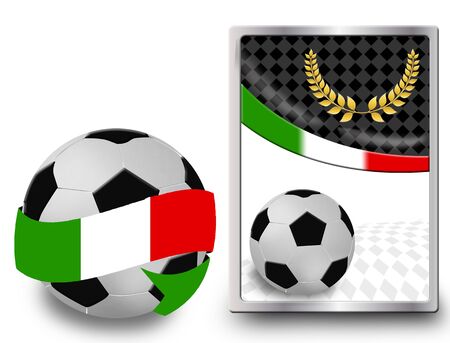 Soccer ball wrapped in ribbon with flag of Italy and web icon, vector illustrationのイラスト素材