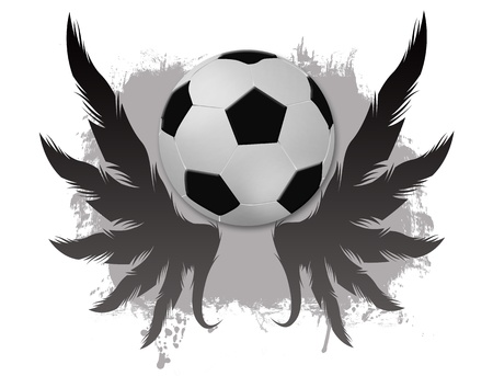 Winged soccer ball  on dirty background, vector illustrationのイラスト素材
