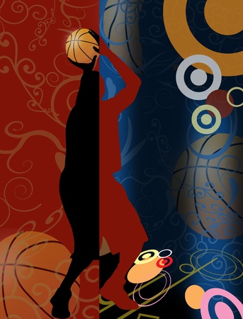 Basketball player on abstract background, vector illustrationのイラスト素材
