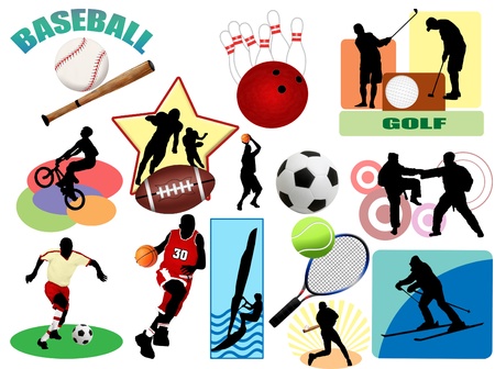 Series of sports icons and symbol pictograms. Vector illustration color set for Web.のイラスト素材