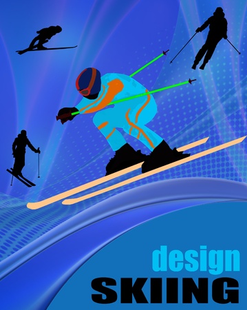 Skiing poster design, vector illustrationのイラスト素材