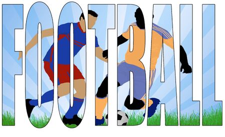 Football title with a players scene in the background, vector illustrationのイラスト素材