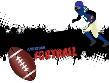 Grunge american football poster with player and ball,vector illustrationのイラスト素材
