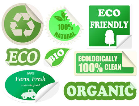 Set of organic stickers isolated on white background, vector illustrationのイラスト素材