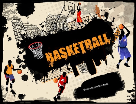 Urban grunge basketball background, vector illustrationのイラスト素材
