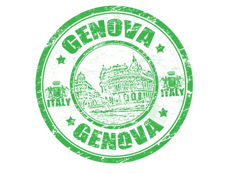 Grunge rubber stamp with the word Genova inside, vector illustrationのイラスト素材