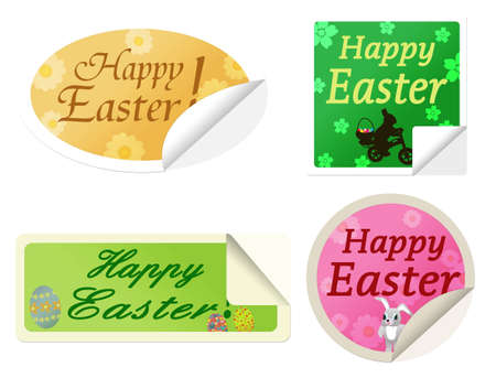 Set of Happy Easter stickers, vector illustrationのイラスト素材