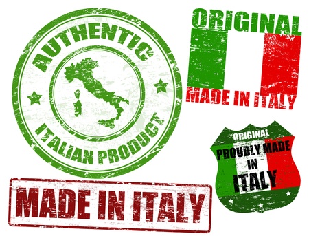 Set of grunge rubber stamp with the text made in Italy written inside, vector illustrationのイラスト素材