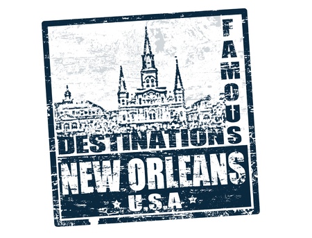 Grunge rubber stamp with the text famous destinations New Orleans inside, vector illustrationのイラスト素材