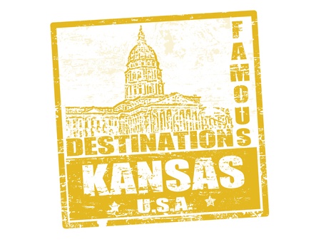 Grunge rubber stamp with the text famous destinations Kansas, vector illustrationのイラスト素材