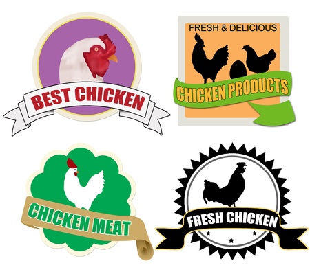 Stickers set with chicken meat on white background, vector illustrationのイラスト素材
