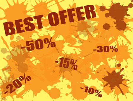Best offer on an ink splash background, vector illustrationのイラスト素材