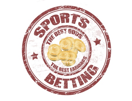 Grunge rubber stamp with the coins shape and the text sports betting written inside the stampのイラスト素材